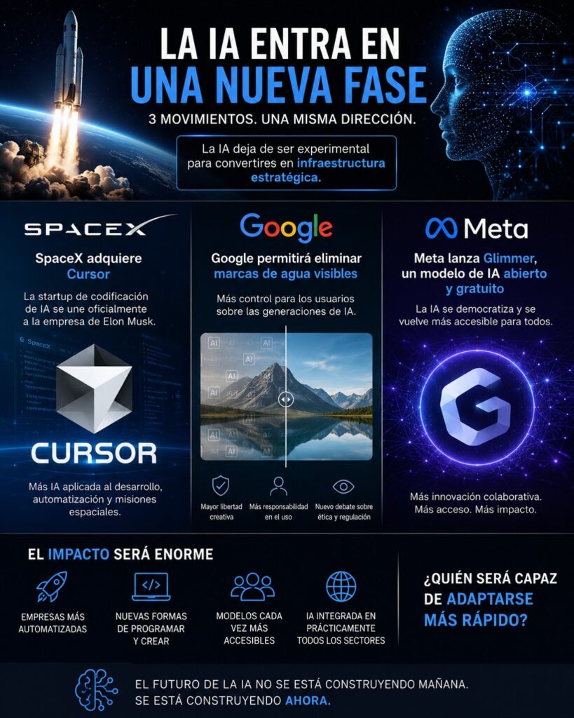 SpaceX compra Cursor y Meta lanza Glimmer: IA como infraestructura estratégica